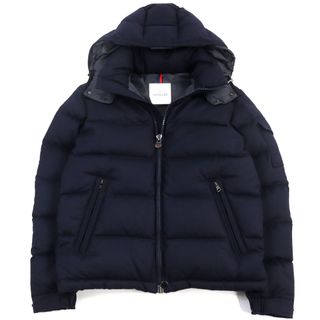 モンクレール(MONCLER)の極美品○MONCLER モンクレール C20914033805 54272 MONTGENEVRE GIUBBOTTO モンジュネーブル ウール100% ロゴワッペン付き フーデッド ダブルジップ ダウンジャケット ネイビー 3 メンズ(ダウンジャケット)