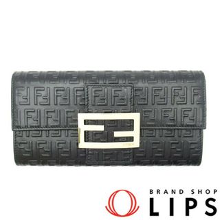 フェンディ(FENDI)のフェンディ ズッキーノ 二つ折り財布  8M0021 ナッパレザー レディース ブラック【中古】(財布)