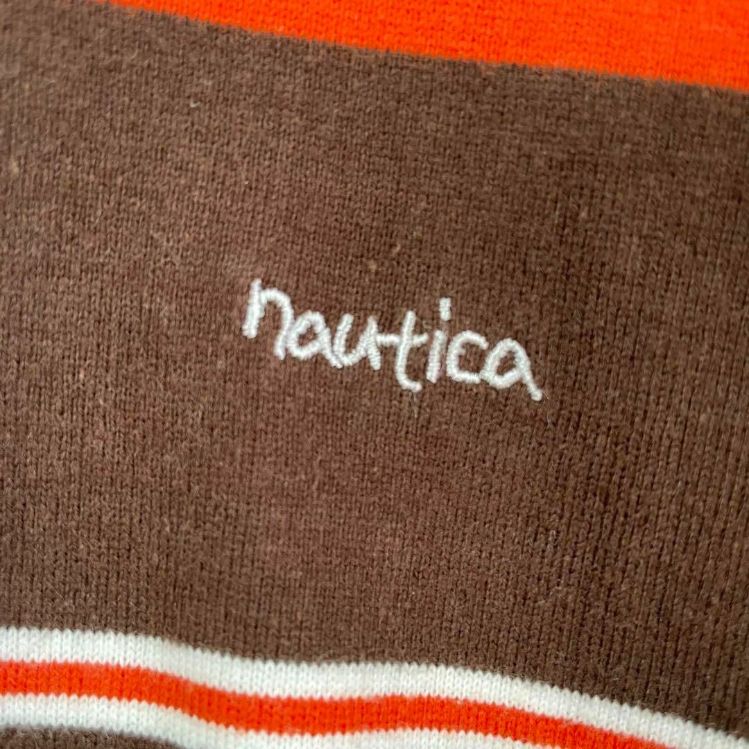 NAUTICA(ノーティカ)の【ボトルネック、マルチボーダー】NAUTICAワンポイント刺繍ロゴ古着Tシャツ メンズのトップス(Tシャツ/カットソー(半袖/袖なし))の商品写真