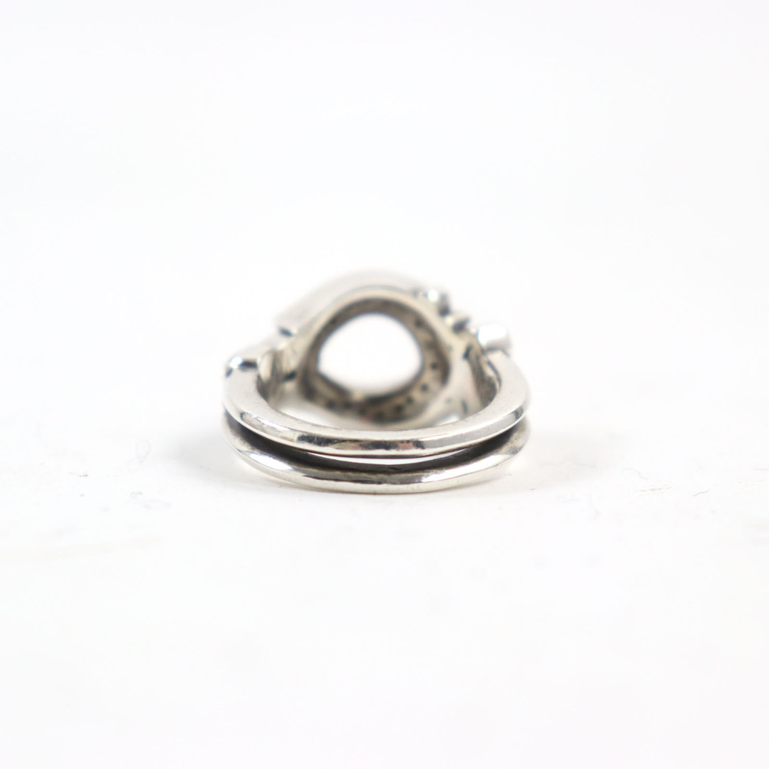 美品○DEAL DESIGN ディールデザイン グレイスホースシューリング SV925 リリー/ビーズ風彫刻 ストーン付き リング・指輪 シルバー 20号 重量11.6g メンズ メンズのアクセサリー(リング(指輪))の商品写真