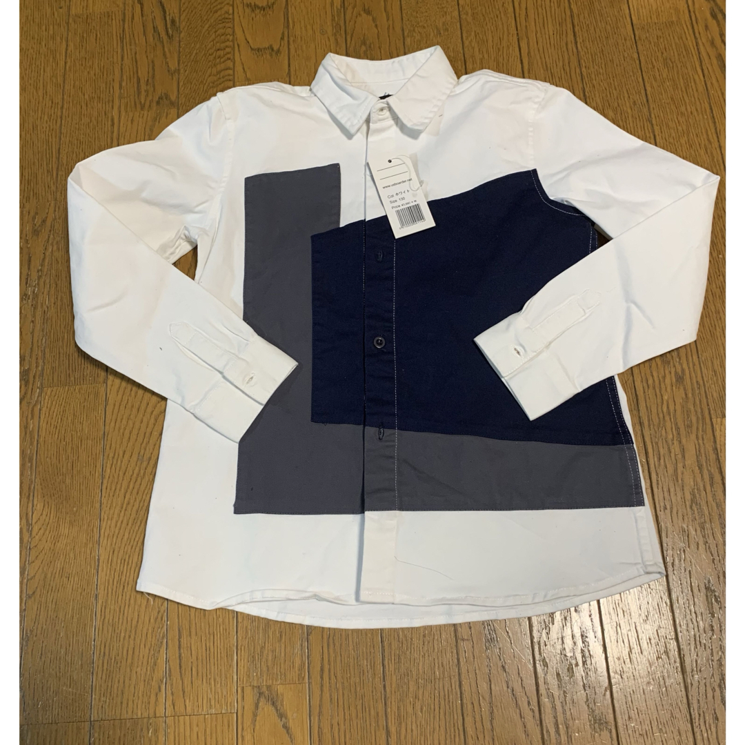 USborderの襟つきシャツ　130 新品 キッズ/ベビー/マタニティのキッズ服男の子用(90cm~)(ブラウス)の商品写真