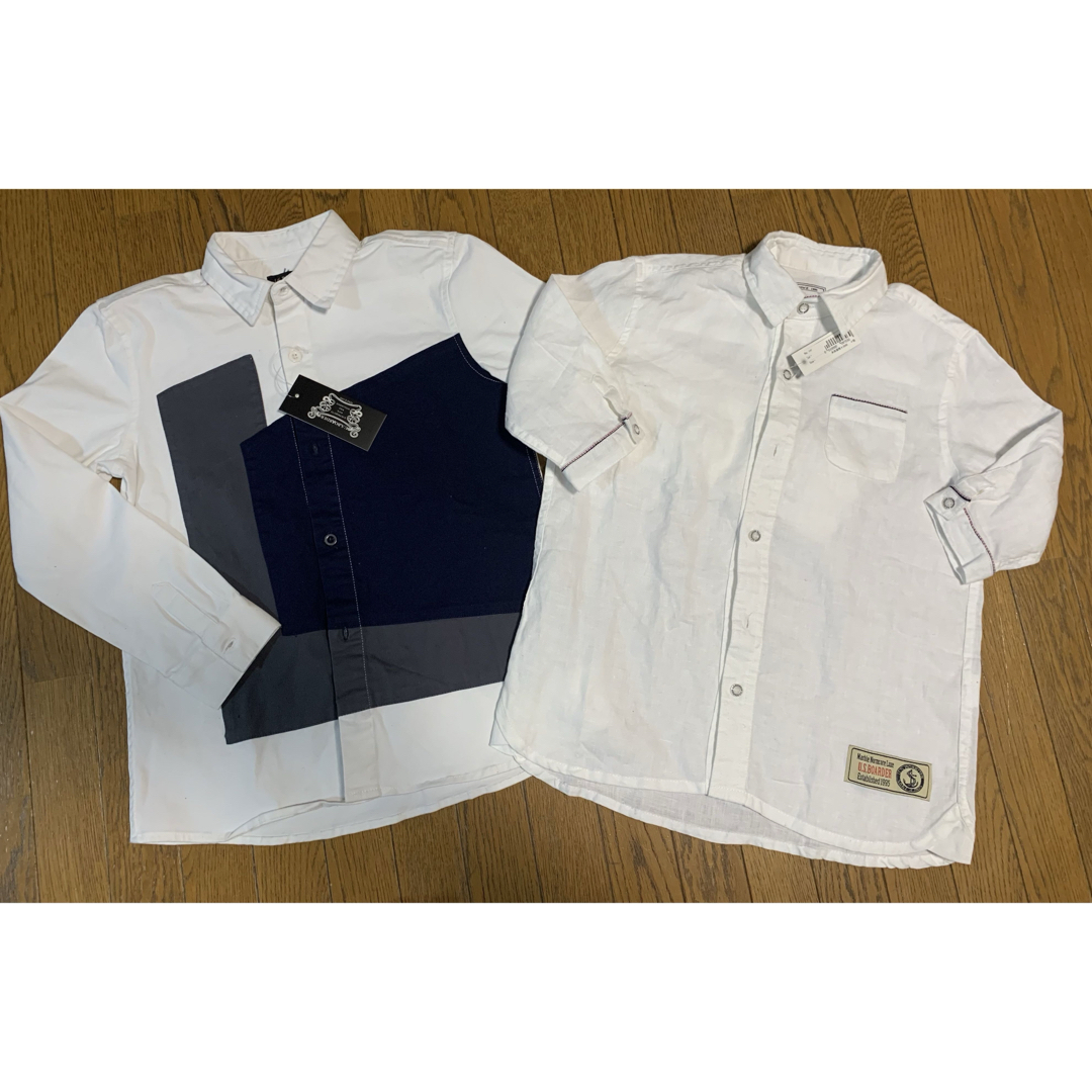 USborderの襟つきシャツ　130 新品 キッズ/ベビー/マタニティのキッズ服男の子用(90cm~)(ブラウス)の商品写真