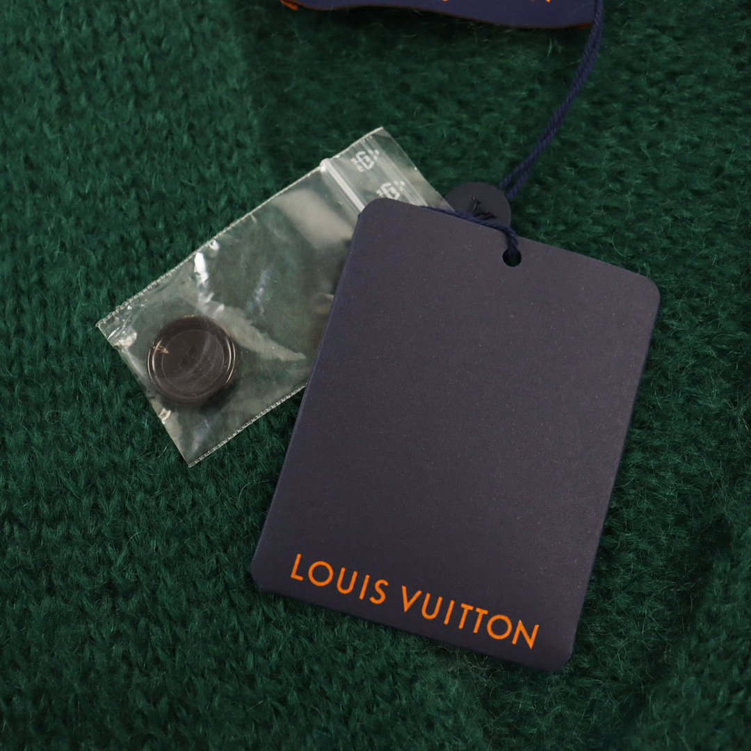 LOUIS VUITTON(ルイヴィトン)の未使用品●LOUIS VUITTON ルイヴィトン 2022年製 HNN65W モヘア グラフィック LVロゴ金具付き ロングニットカーディガン グリーン S イタリア製 正規品 メンズ メンズのトップス(カーディガン)の商品写真