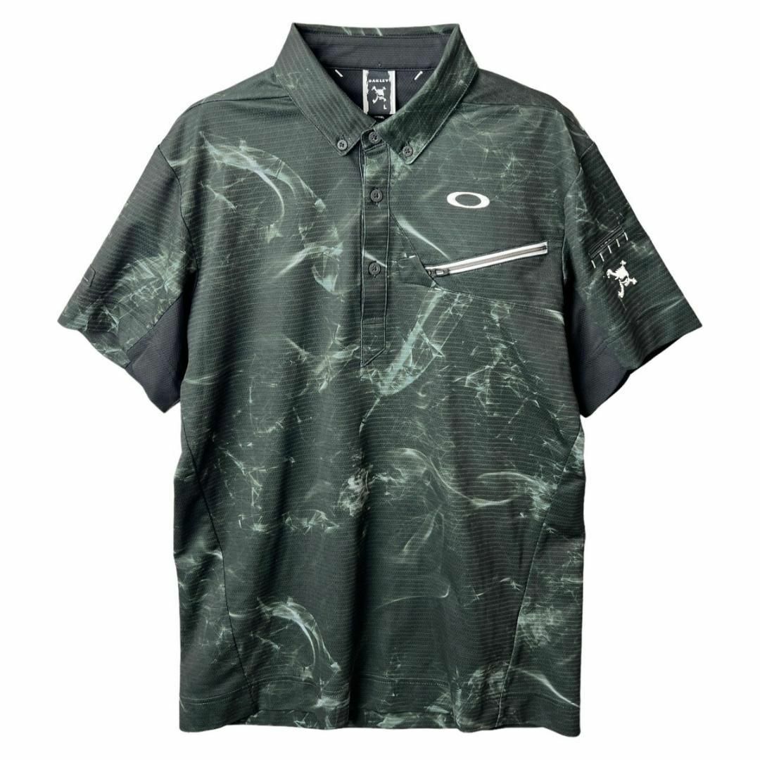 Oakley(オークリー)の未使用級 オークリー ゴルフ 高機能 半袖 ボタンダウン ポロシャツ メンズ L スポーツ/アウトドアのゴルフ(ウエア)の商品写真
