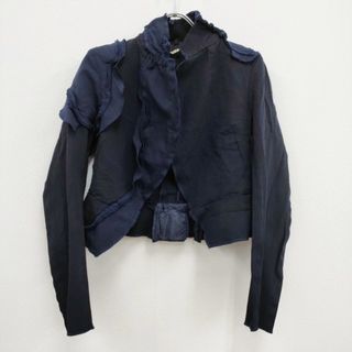 コムデギャルソン(COMME des GARCONS)のCOMME des GARCONS ポリエステル縮絨 フリル 羽織 ボタンレス S ジャケット AD2009 ネイビー レディース コムデギャルソン【中古】4-0503M♪(その他)