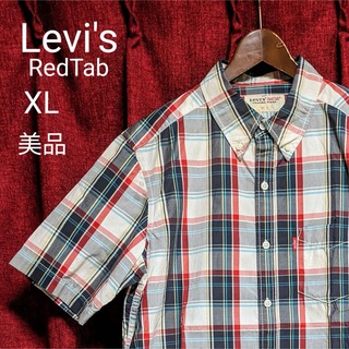 Levi's - 美品 リーバイス 半袖 ボタンダウン シャツ チェック 白 紺 赤 大きいサイズ