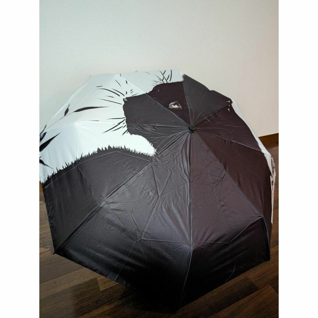 折りたたみ傘 雨晴兼用 黒猫 撥水加工 雨傘 日傘 UVカット おしゃれ レディースのファッション小物(傘)の商品写真