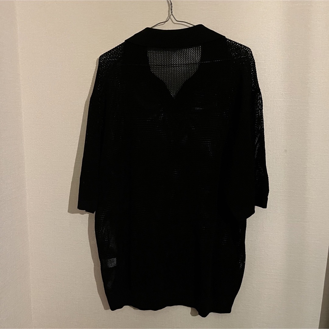 GU(ジーユー)のGU メッシュニットスキッパーポロシャツ 5分袖 メンズのトップス(Tシャツ/カットソー(半袖/袖なし))の商品写真