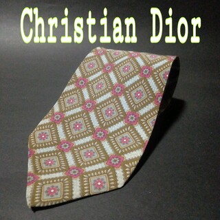 クリスチャンディオール(Christian Dior)の【極美品】  クリスチャンディオール  小紋　チェック　ネクタイ(ネクタイ)