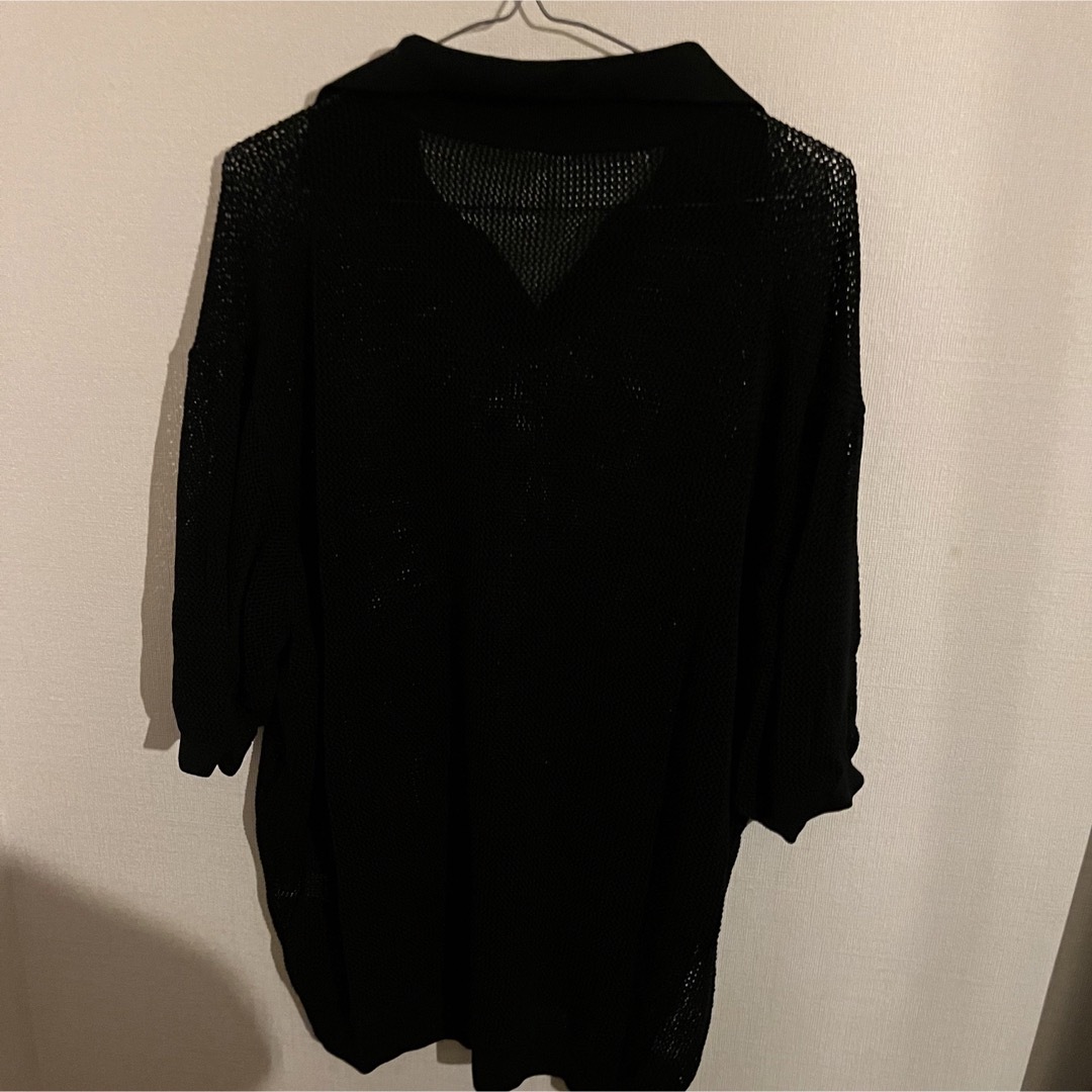 GU(ジーユー)のメッシュニットスキッパーポロシャツ 5分袖 メンズのトップス(Tシャツ/カットソー(半袖/袖なし))の商品写真
