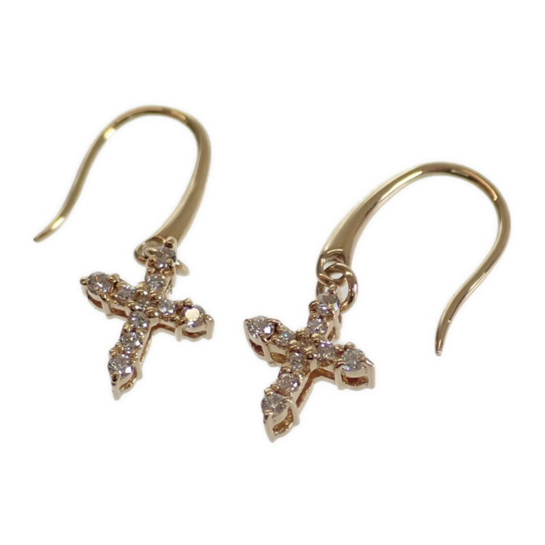 STAR JEWELRY(スタージュエリー)の【中古】【Aランク】STAR JEWELRY スタージュエリー K18YG イエローゴールド クロスピアス フックピアス ダイヤモンド0.08ct レディース【ISEYA】 レディースのアクセサリー(ピアス)の商品写真