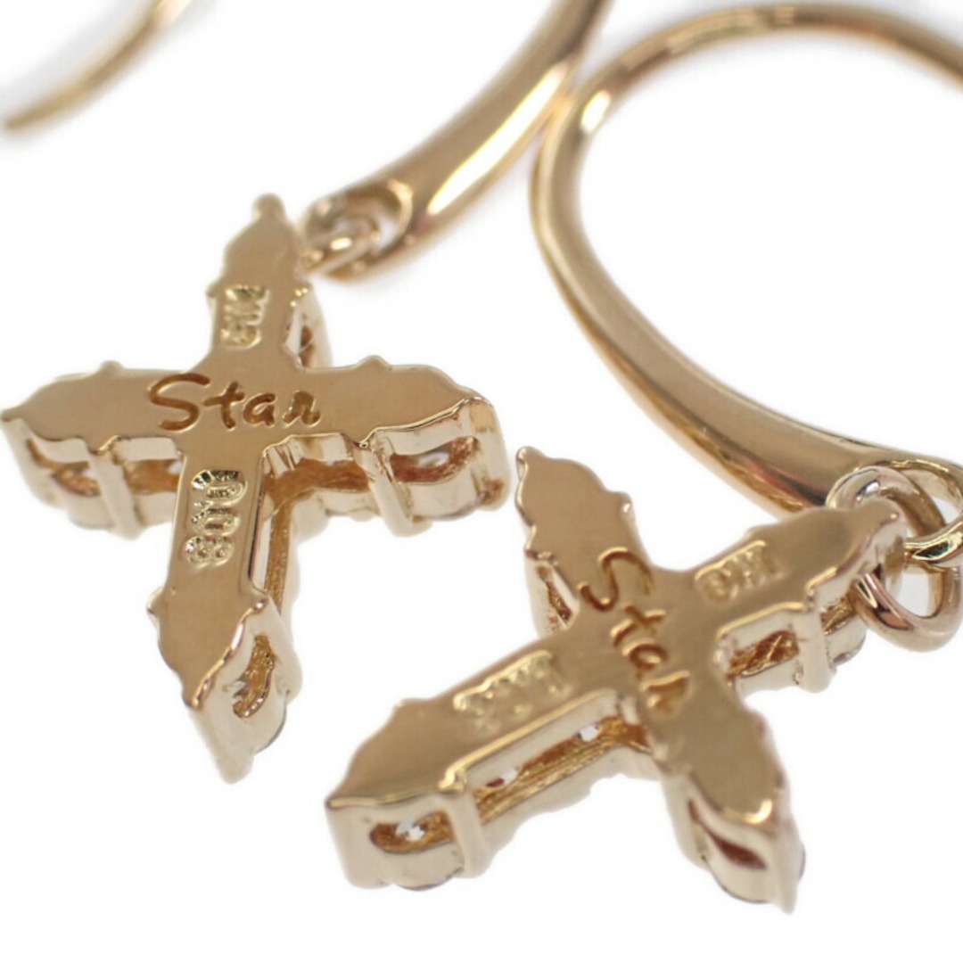 STAR JEWELRY(スタージュエリー)の【中古】【Aランク】STAR JEWELRY スタージュエリー K18YG イエローゴールド クロスピアス フックピアス ダイヤモンド0.08ct レディース【ISEYA】 レディースのアクセサリー(ピアス)の商品写真