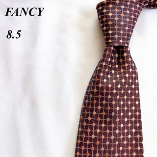 美品★FANCY★レッド★ドット＆チェック柄★総柄★ネクタイ★8.5(ネクタイ)