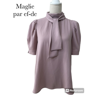 Maglie par ef-de - マーリエパーエフデ　ボウタイブラウス　ボリューム袖　くすみピンク　M