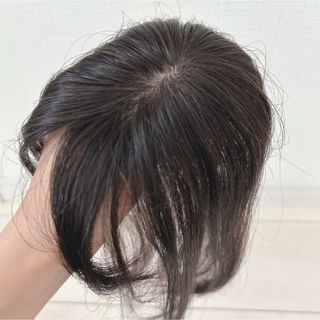 人毛100% 部分ウィッグ　ヘアピース　ナチュラルブラック　前髪あり