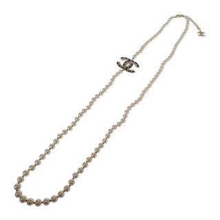 CHANEL - 【中古】【ABランク】CHANEL シャネル CCロングパール ネックレス ココマーク メタル ラインストーン ゴールド B20C レディース ジュエリー【ISEYA】