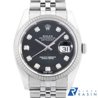 ロレックス(ROLEX)のロレックス デイトジャスト 10Pダイヤ 116234G ブラック 5列 ジュビリーブレス ランダム番 メンズ 中古 腕時計(腕時計(アナログ))