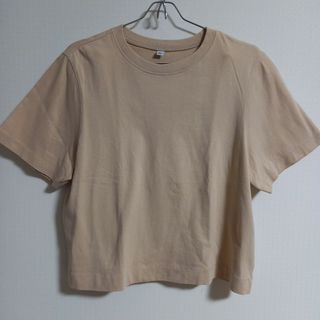 ユニクロ(UNIQLO)の【美品】UNIQLO/ユニクロ コットンTシャツ 半袖 ベージュ Lサイズ(Tシャツ(半袖/袖なし))