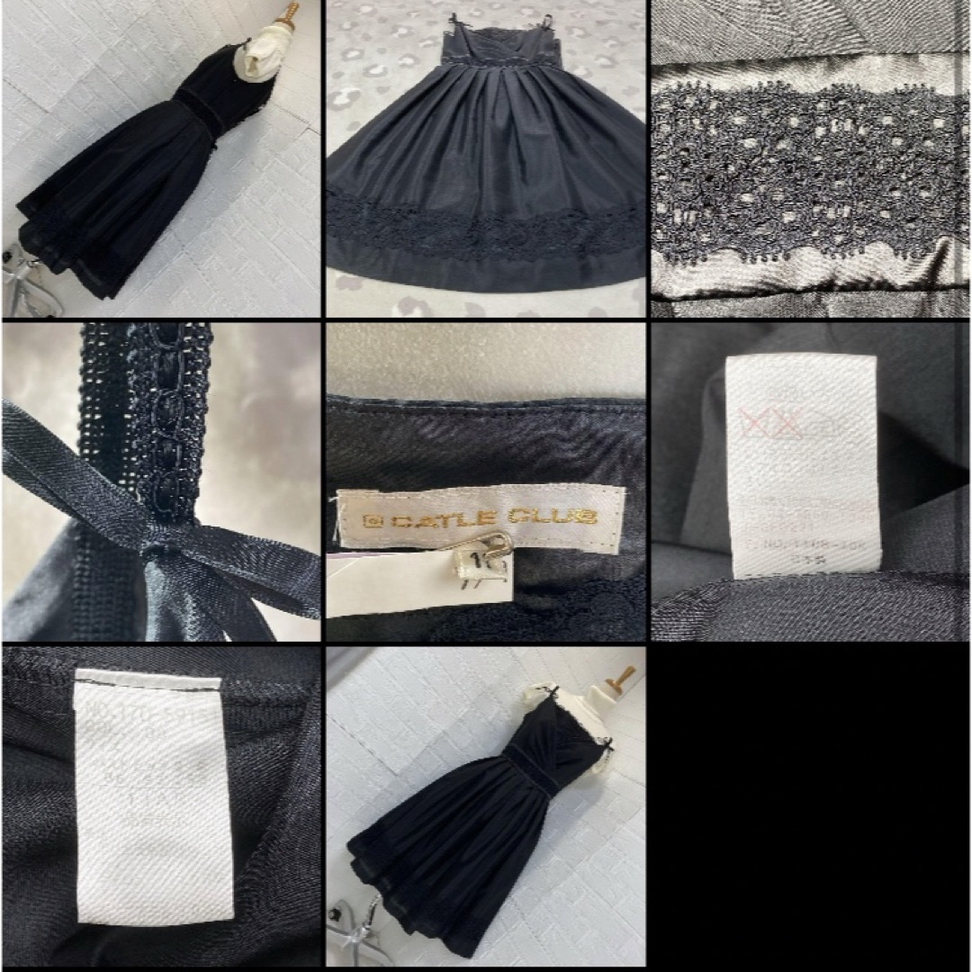美品　クリーニング済み　11号　黒　ブラック　ドレス　後ろ編み上げ　大きいサイズ レディースのフォーマル/ドレス(ロングドレス)の商品写真