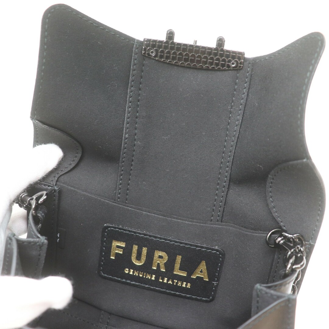 Furla(フルラ)のIT2RZIK7A1HW 美品 FURLA フルラ メトロポリス リミックス レザー チェーンショルダーバッグ ブラック ミニ 斜め掛け レディース レディースのバッグ(ショルダーバッグ)の商品写真