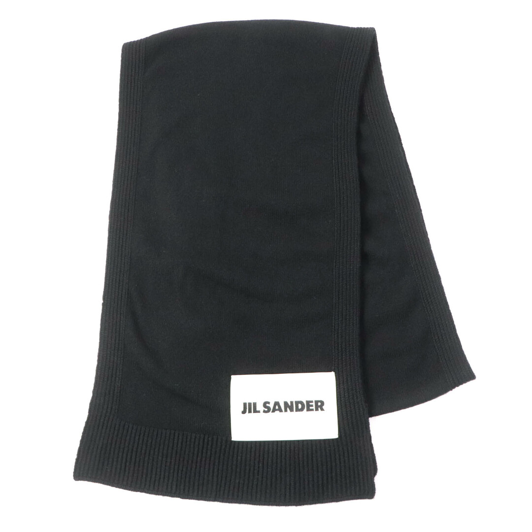 Jil Sander(ジルサンダー)の美品☆JIL SANDER ジルサンダー カシミヤ100％ ロゴ入り ショール マフラー ブラック イタリア製 正規品 レディース レディースのファッション小物(マフラー/ショール)の商品写真