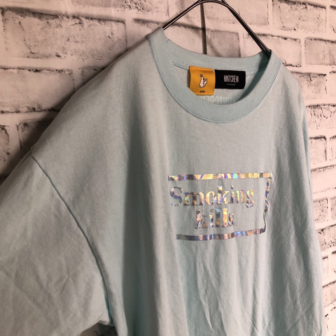#FR2(エフアールツー)の希少XL⭐️FR2×MINTCREW コラボTシャツ 刺繍ロゴ ライトブルー メンズのトップス(Tシャツ/カットソー(半袖/袖なし))の商品写真
