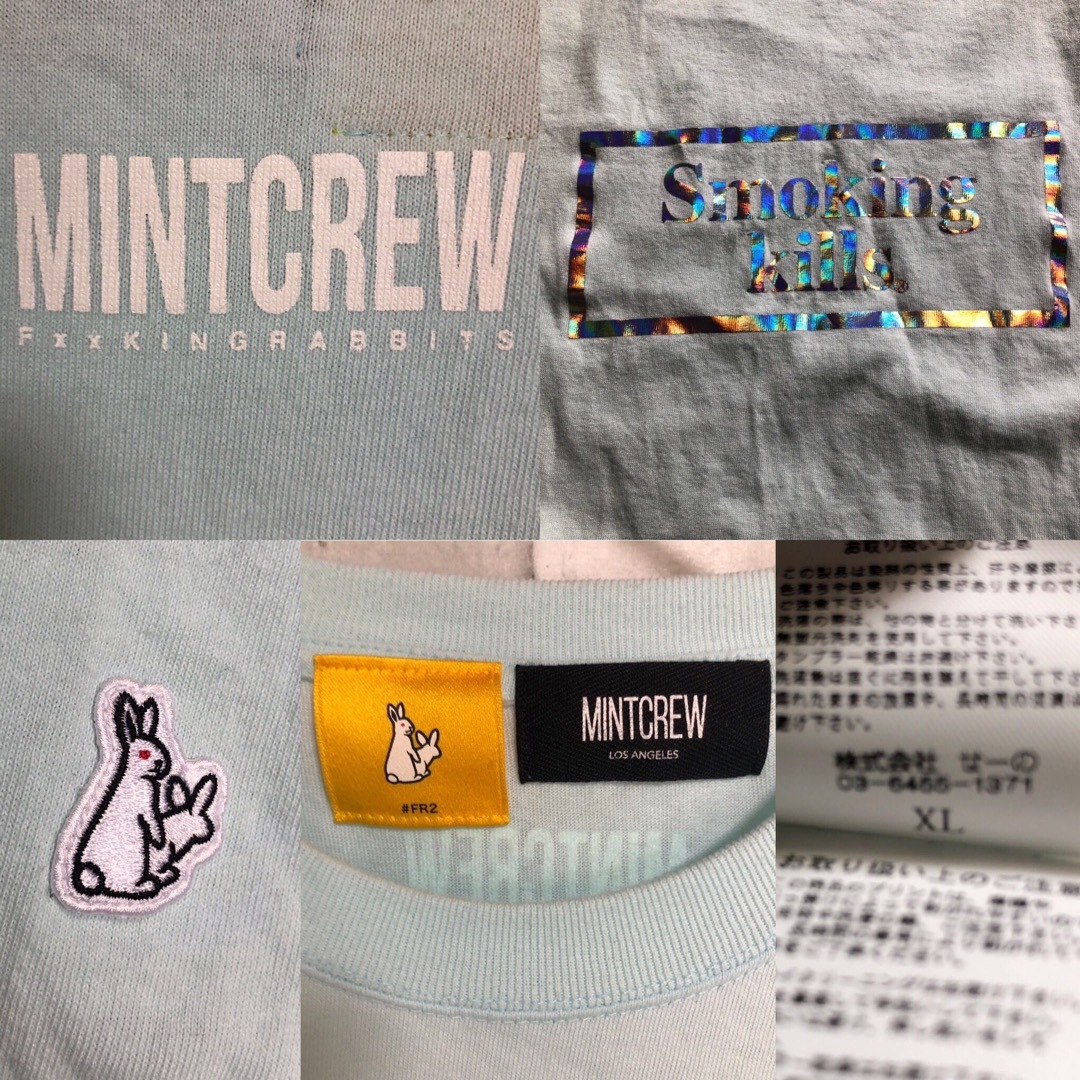 #FR2(エフアールツー)の希少XL⭐️FR2×MINTCREW コラボTシャツ 刺繍ロゴ ライトブルー メンズのトップス(Tシャツ/カットソー(半袖/袖なし))の商品写真