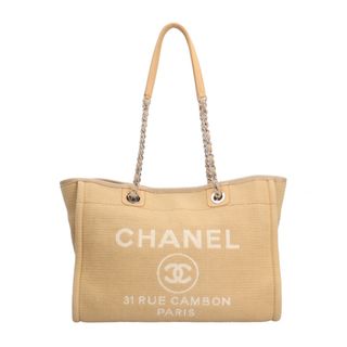 シャネル(CHANEL)のシャネル MM ドーヴィル トートバッグ キャンバス ベージュ レディース CHANEL  中古(トートバッグ)