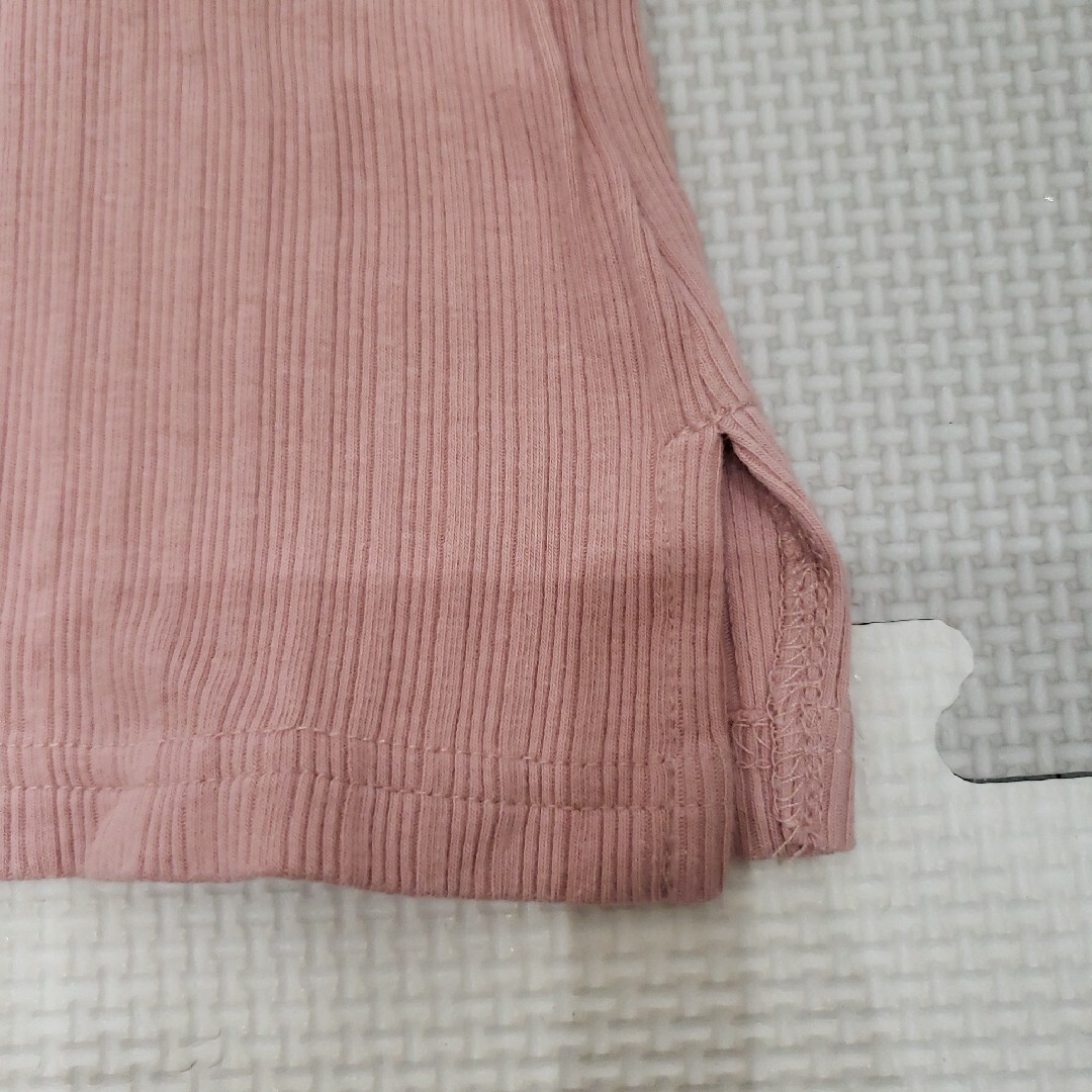 petit main(プティマイン)のキッズ 120 Tシャツ 半袖 プティマイン 綿93％ リブT ピンク ブラウン キッズ/ベビー/マタニティのキッズ服女の子用(90cm~)(Tシャツ/カットソー)の商品写真