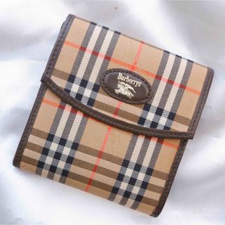 バーバリー(BURBERRY)のBurberry 三つ折り財布 ノバチェック ホースロゴ キャンバス シャドー(財布)