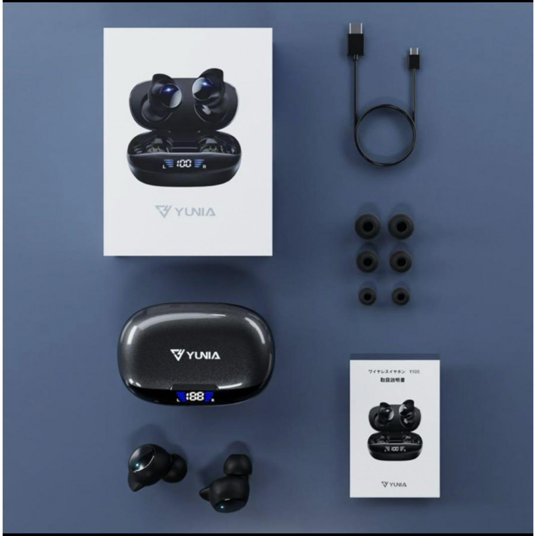 高音質ワイヤレスイヤホン ブラック Bluetooth スマホ/家電/カメラのオーディオ機器(ヘッドフォン/イヤフォン)の商品写真