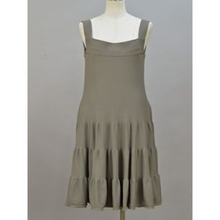 フォクシー(FOXEY)のフォクシー FOXEY Dress Tiered ニットキャミソールワンピース/ドレス 40サイズ カーキブラウン レディース F-L5904(ミニワンピース)