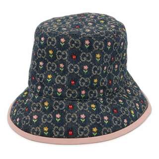 グッチ(Gucci)のグッチ ハット デニムバケット フラワー 刺繍 サイズM 701697 GUCCI 帽子(ハット)