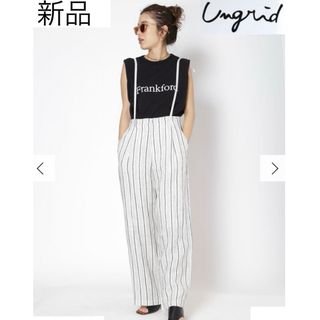 Ungrid - 新品 アングリッド unglid 麻混　サスペンダーストライプパンツ