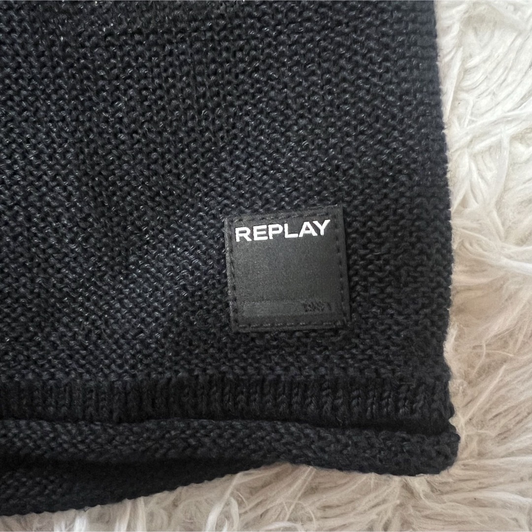 Replay(リプレイ)の【新品】REPLAY 定価2万円　Vネックニット　リプレイ　ブラック　黒 レディースのトップス(ニット/セーター)の商品写真