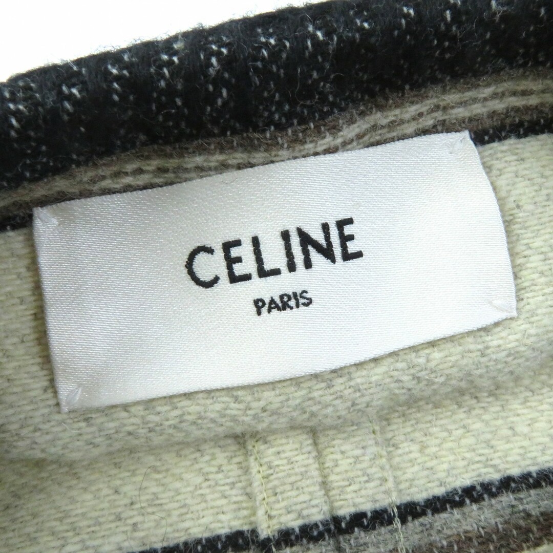 celine(セリーヌ)の極美品△CELINE セリーヌ 2M628122M ボーダー柄 フロントオープン ノーカラー オーバーシルエット コート ベージュ マルチカラー S イタリア製 正規品 レディース レディースのジャケット/アウター(その他)の商品写真