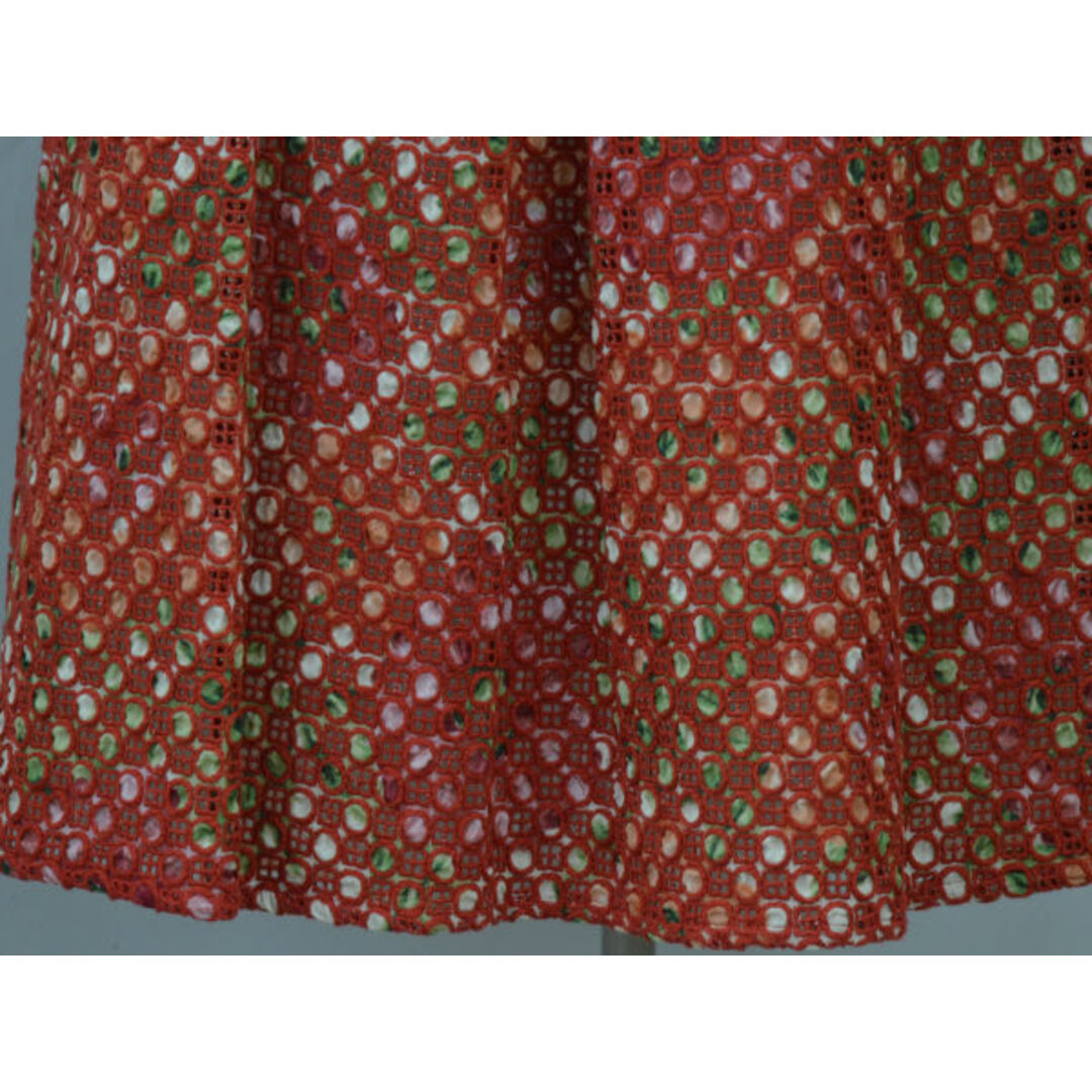 シビラ Sybilla 刺繍 ノースリーブ ワンピース コットン Mサイズ レッド レディース F-L6470 レディースのワンピース(ミニワンピース)の商品写真