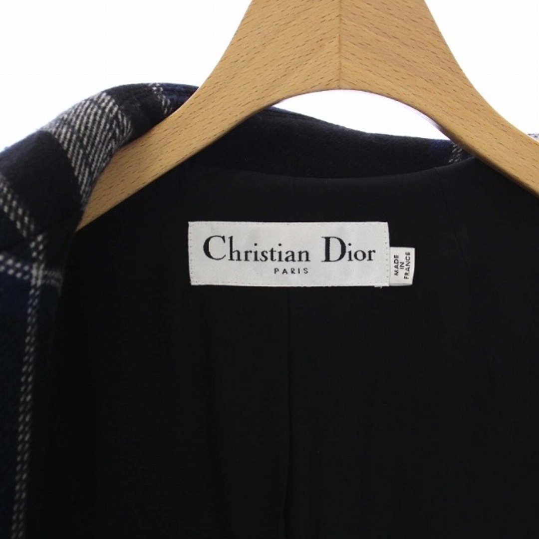 Christian Dior(クリスチャンディオール)のクリスチャンディオール ダブルブレスト チェスターコート カシミヤ混 チェック レディースのジャケット/アウター(その他)の商品写真