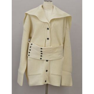 STUDIOUS - タン TAN ニットカーディガン ウール TN19AW007 Fサイズ ホワイト RAW WHITE レディース F-L6661