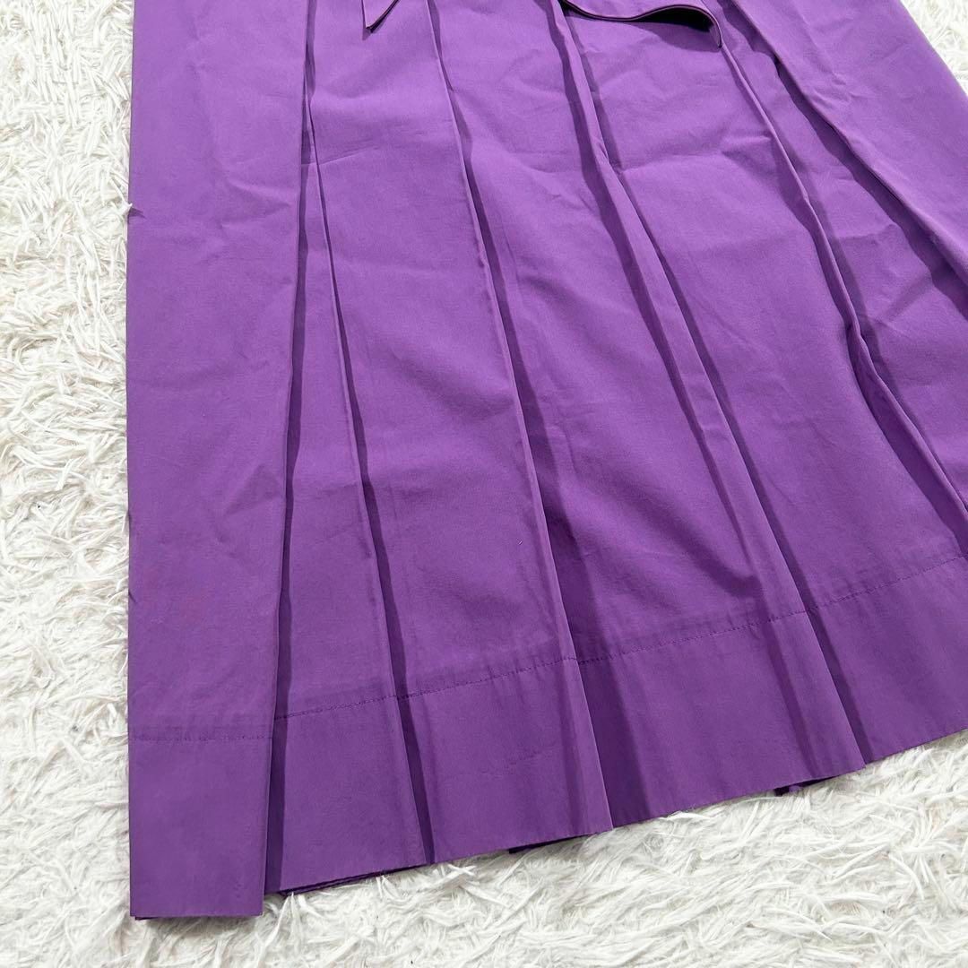 Drawer(ドゥロワー)のドゥロワー パープル サイドリボン タック スカート ベルト フレア レディースのスカート(ロングスカート)の商品写真