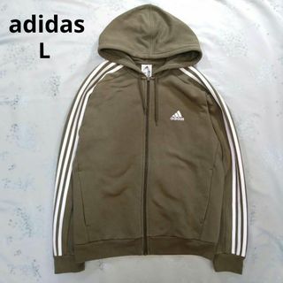 adidas - アディダス adidas ジップアップ パーカージャージ裏起毛　L