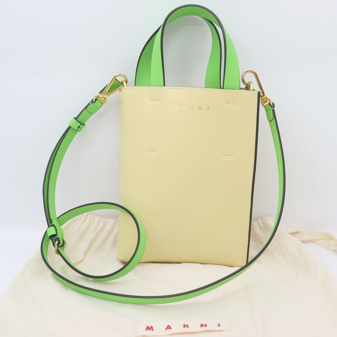 Marni(マルニ)のITJDXM4N5PJW マルニ MUSEO BAG NANO ミュゼオ ナノ トート ショルダー 2way バッグ SHMP0050Y3 LV639 イエロー×ライトグリーン レディースのバッグ(ショルダーバッグ)の商品写真