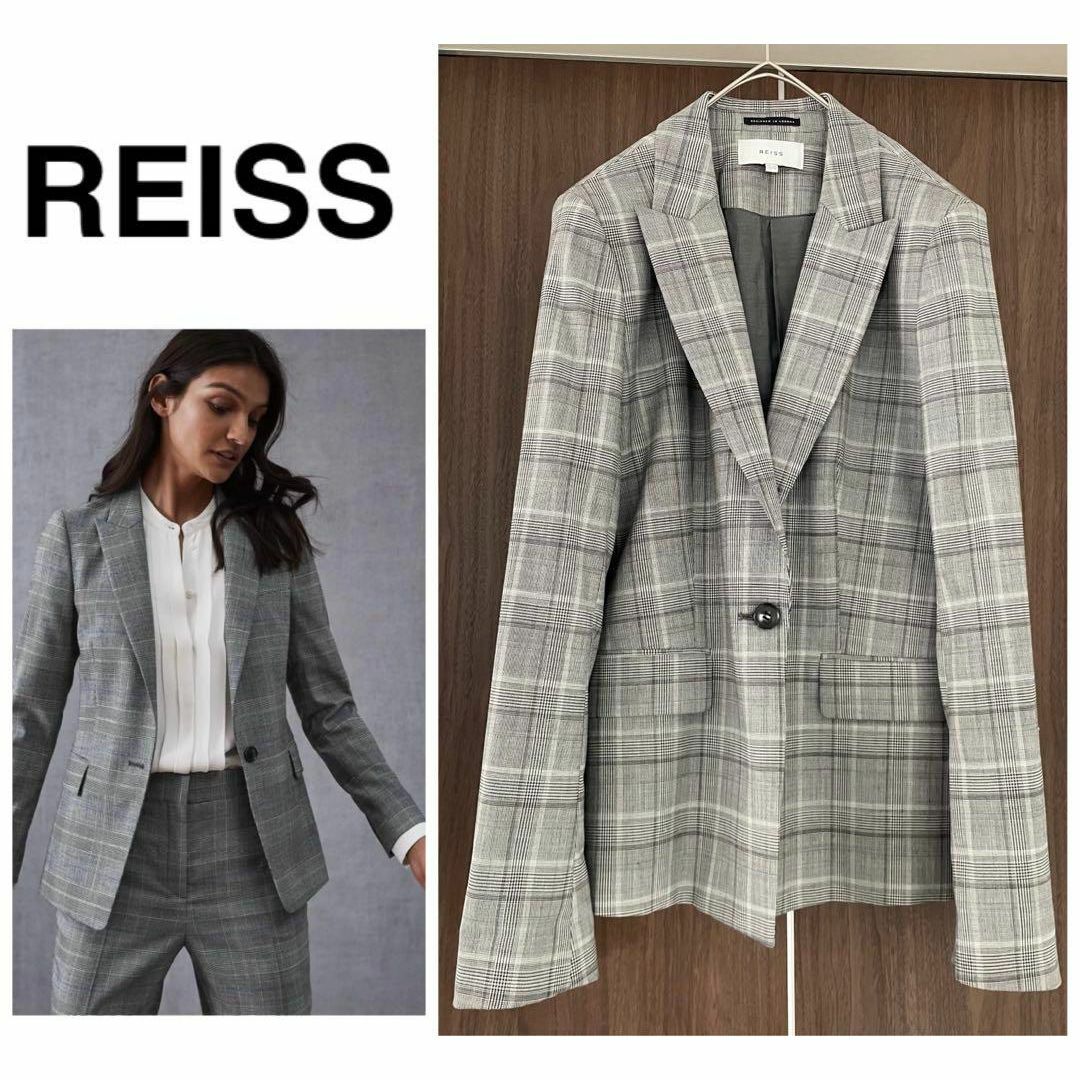 REISS(リース)の極美品 REISS リース グレンチェック 春夏ジャケット XL  UK14 レディースのジャケット/アウター(テーラードジャケット)の商品写真