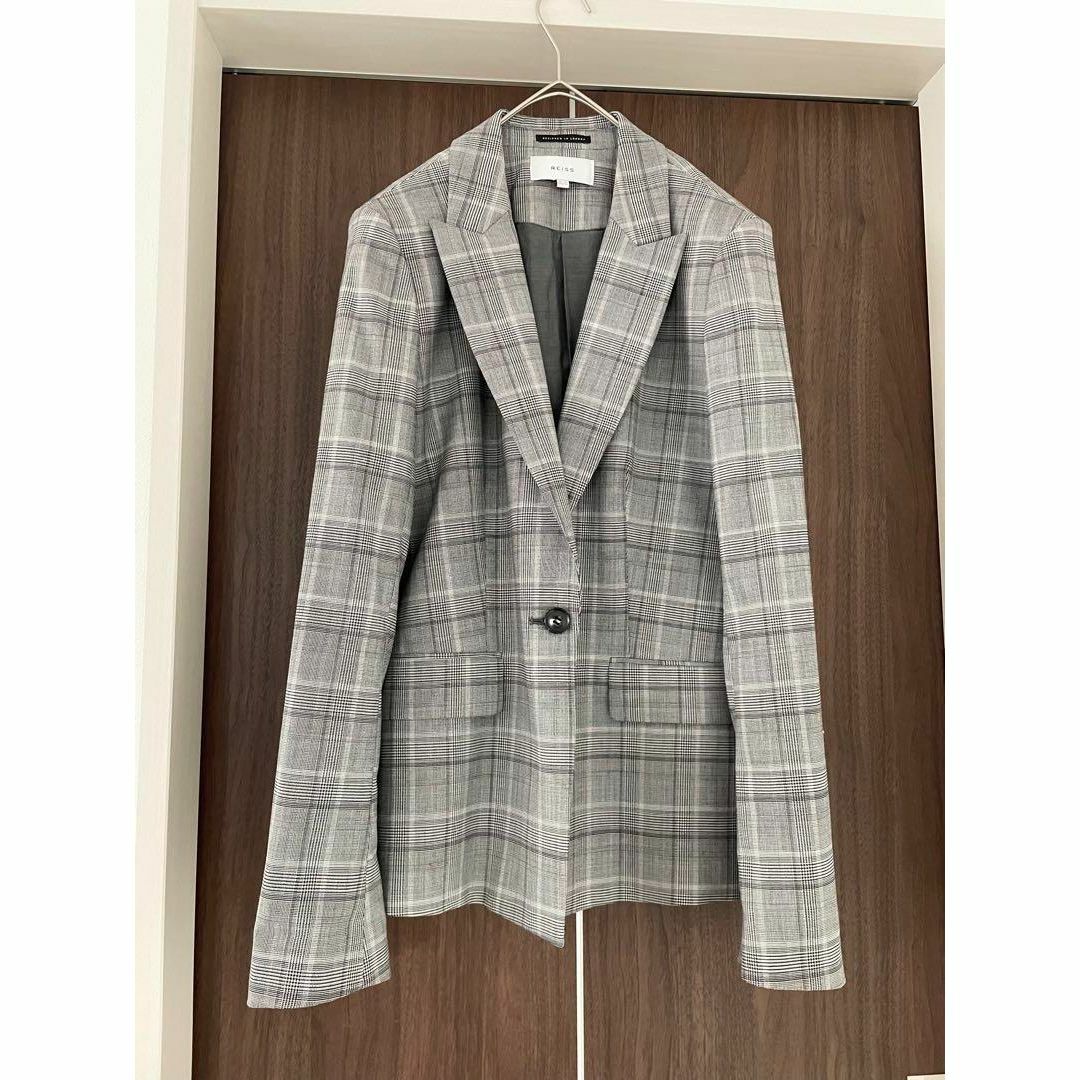 REISS(リース)の極美品 REISS リース グレンチェック 春夏ジャケット XL  UK14 レディースのジャケット/アウター(テーラードジャケット)の商品写真