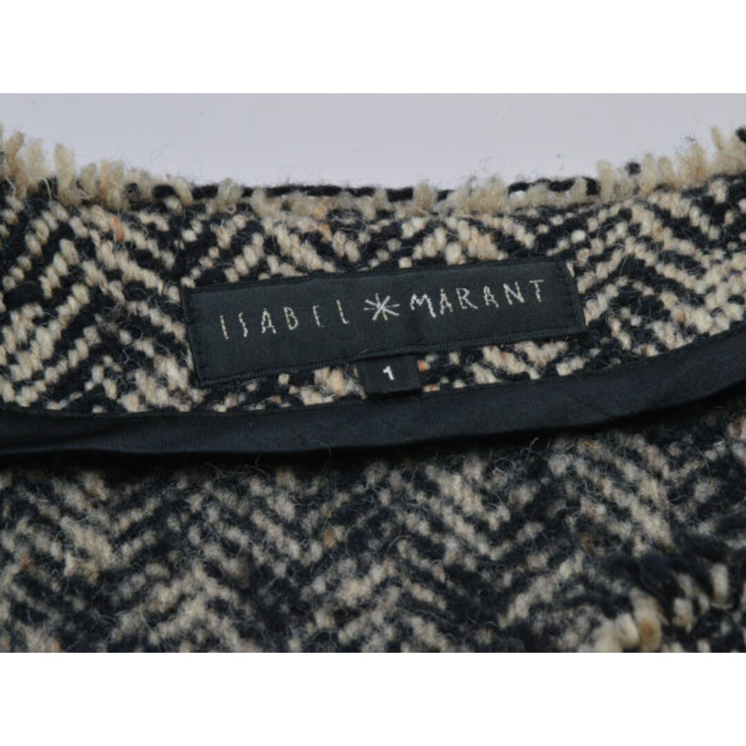 Isabel Marant(イザベルマラン)のイザベルマラン ISABEL MARANT ノーカラーツイードジャケット 1サイズ ブラック×ベージュ レディース e_u F-L7027 レディースのジャケット/アウター(ロングコート)の商品写真