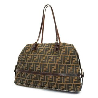 フェンディ(FENDI)の【4ic2924】フェンディ トートバッグ/ズッカ/ナイロンキャンバス/ブラウン/シルバー金具 【中古】 レディース(トートバッグ)