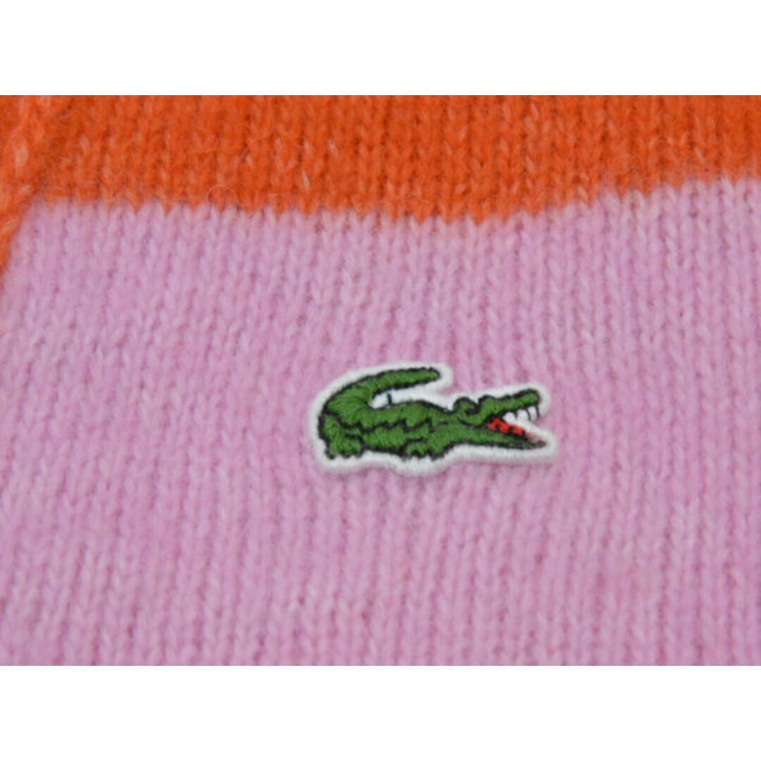 LACOSTE(ラコステ)のラコステ LACOSTE ニットカーディガン アルパカブレンドVネックストライプ 36サイズ ピンク×オレンジ レディース e_u F-L7369 レディースのトップス(カーディガン)の商品写真