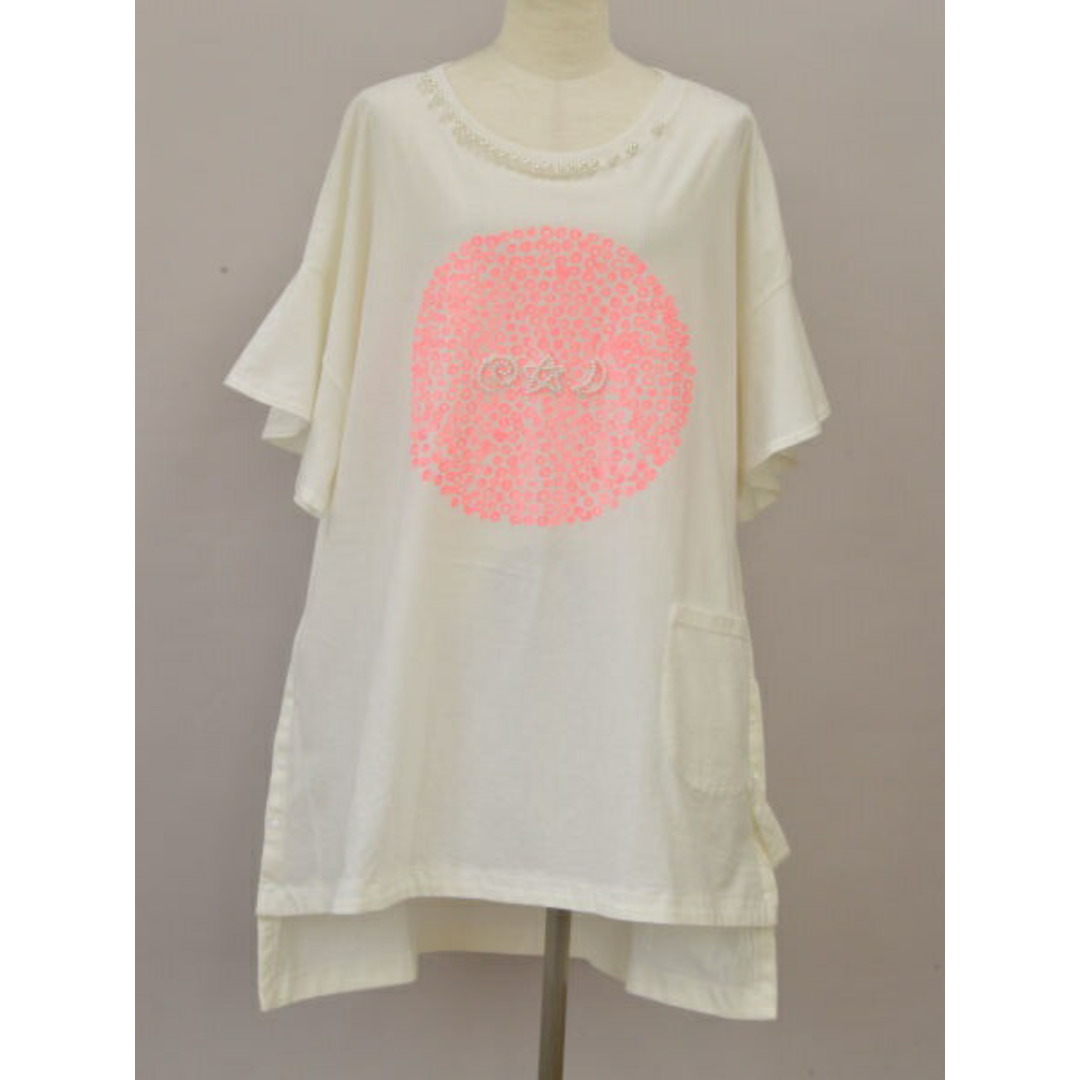TSUMORI CHISATO(ツモリチサト)のツモリチサト TSUMORI CHISATO ロングTシャツ パールモチーフ 3サイズ ホワイト レディース j_p F-L7372 レディースのトップス(Tシャツ(半袖/袖なし))の商品写真