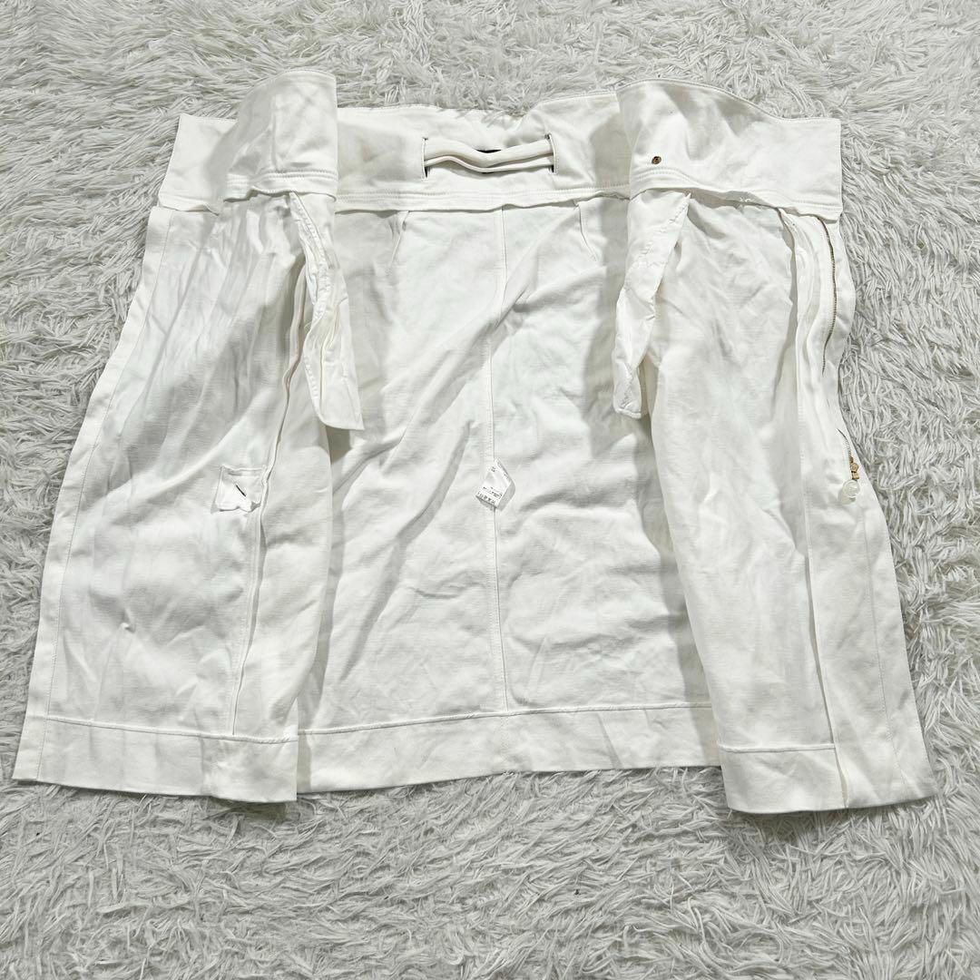 Drawer(ドゥロワー)のドゥロワー ラップスカート ジップ ホワイト ロングスカート ベルト リボン レディースのスカート(ロングスカート)の商品写真