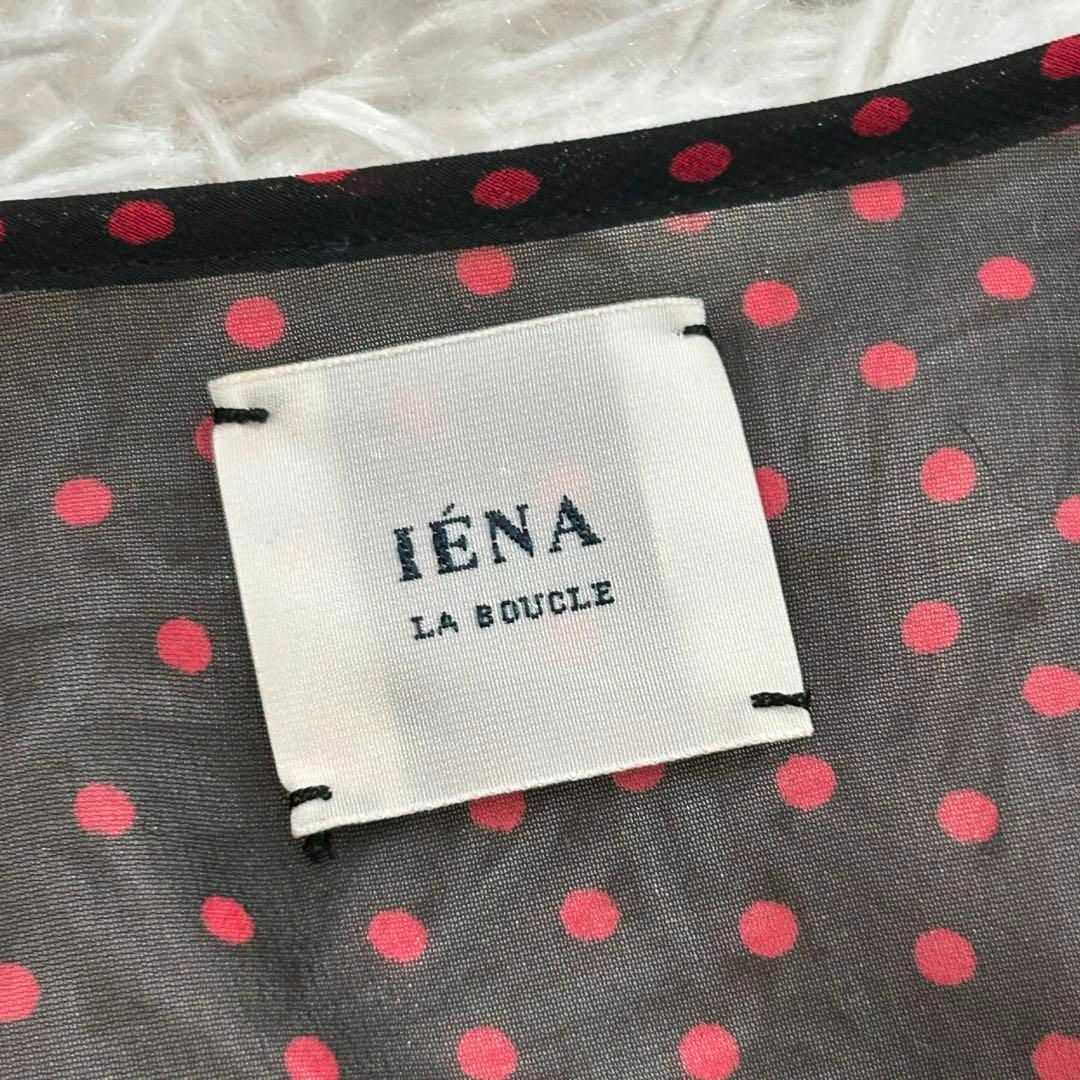 IENA LA BOUCLE(イエナラブークル)のイエナ ラブークル リボン ドット シアー ワンピース ブラック 綺麗目 上品 レディースのワンピース(ロングワンピース/マキシワンピース)の商品写真